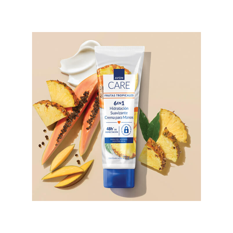 Care Frutas Tropicales , 6 en 1 Hidratación y Suavizante para manos, Para piel normal a extra seca